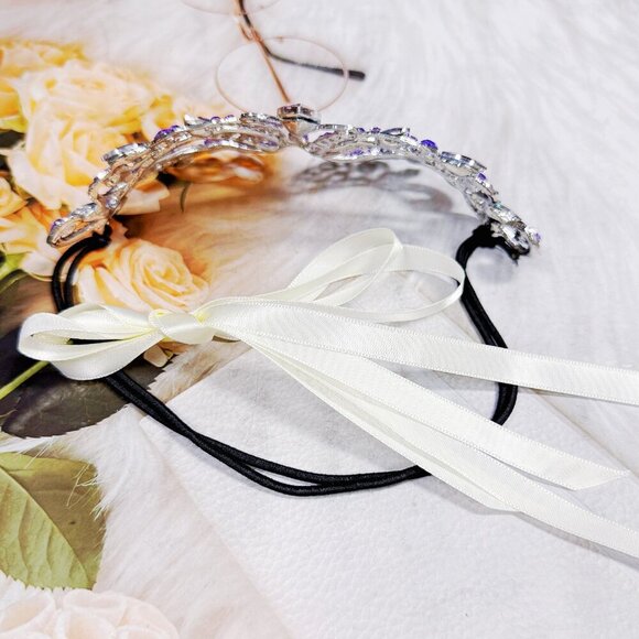 Purple Masquerade Ball Mask, Wedding Mask, Lavender Crystal Mask, Silver Mask - Picture 7 of 9